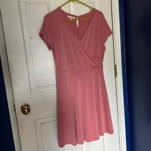 Pink faux wrap dress